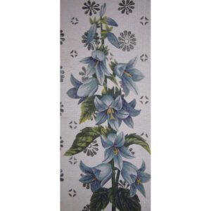 Blue Flowers Porcelain Ceramic Mosaic Mural, 50" x 68"