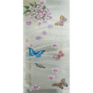 Butterflies Hand Cut Glass Mosaic Floral Flower Mural, 4' x 8'