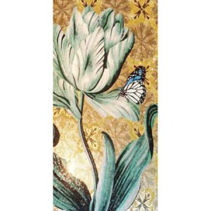 Butterfly Heaven Green Hand Cut Glass Mosaic Floral Flower Mural, 4' x 8'