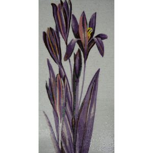 Purple Wonder Hand Cut Glass Mosaic Floral Flower Mural, 4' x 8'