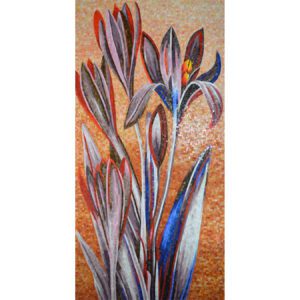 Scarlet Wonder Hand Cut Glass Mosaic Floral Flower Mural, 4' x 8'