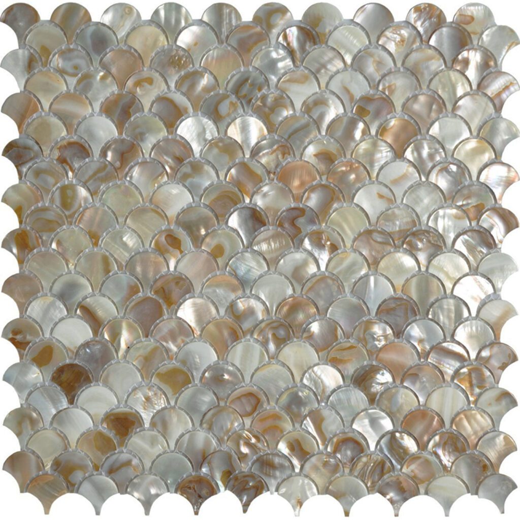 Dappled Mother of Pearl River Fish Scale Fan Shell Mosaic Tile 25mm, 11 ...
