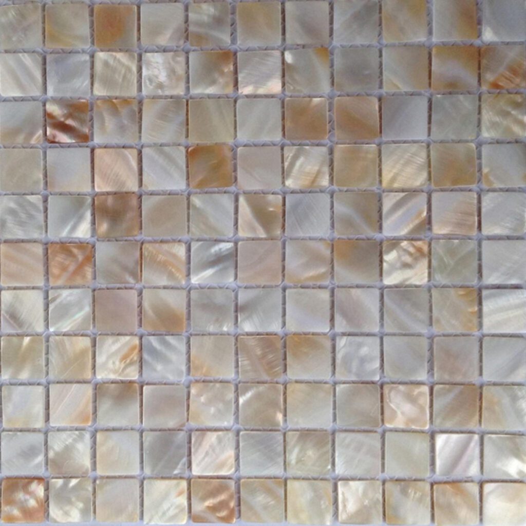 Shell Colour Square Natural Mother of Pearl River Square Shell Mosaic Tile 25mm, 11.81″ x ...