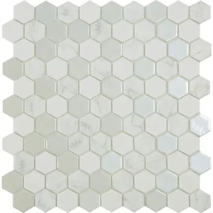 Vidrepur Antartica Snow Glass Mosaic Tile 35mm Hexagon